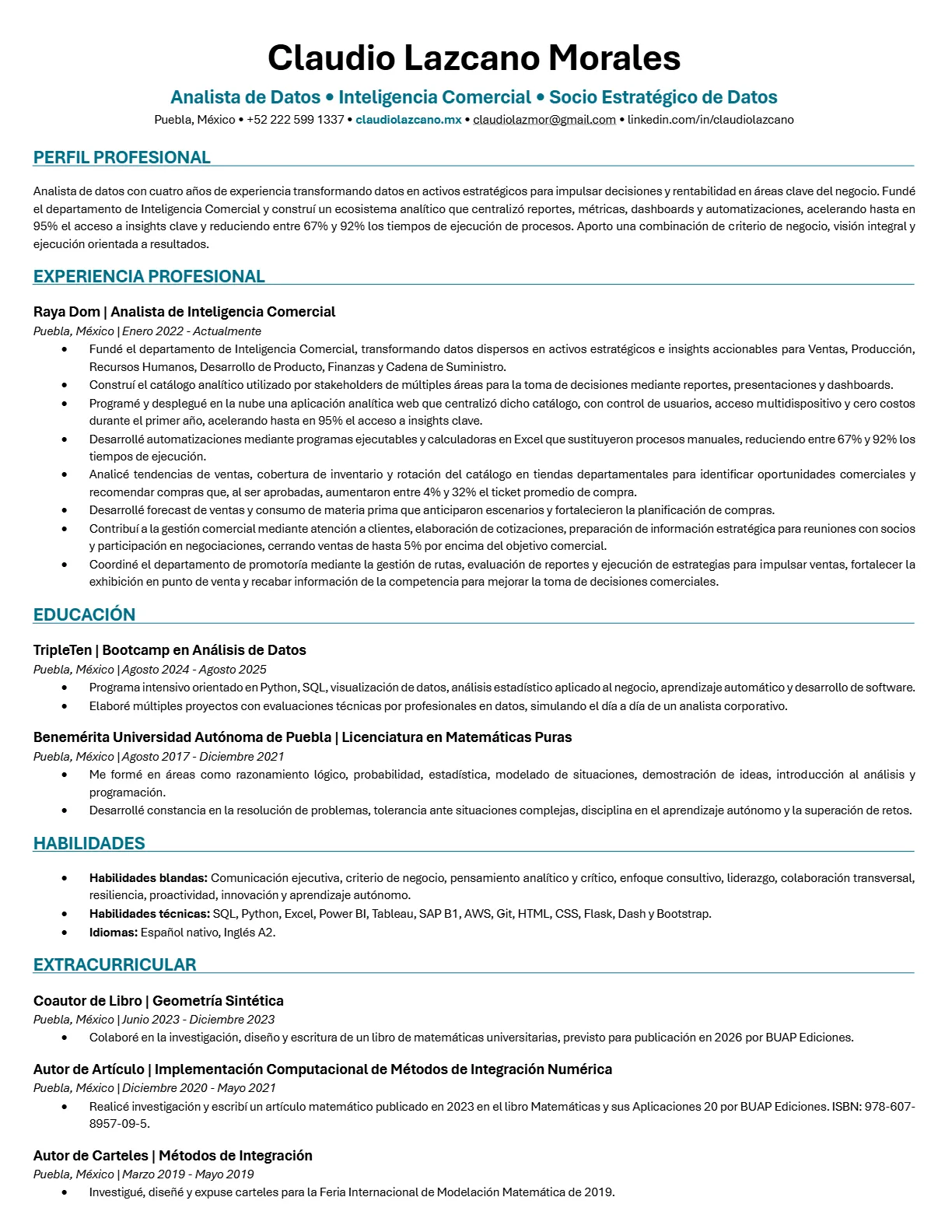 Currículum de Claudio